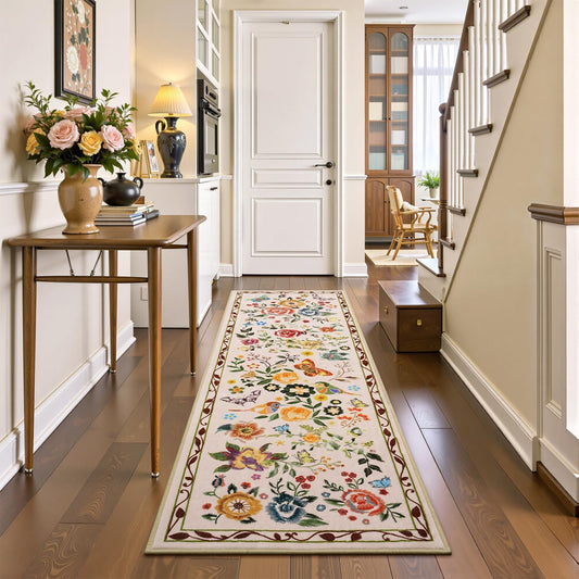 Floral Cottagecore Washable Area Rug