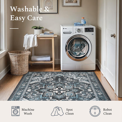 Vintage Medallion Washable Area Rug